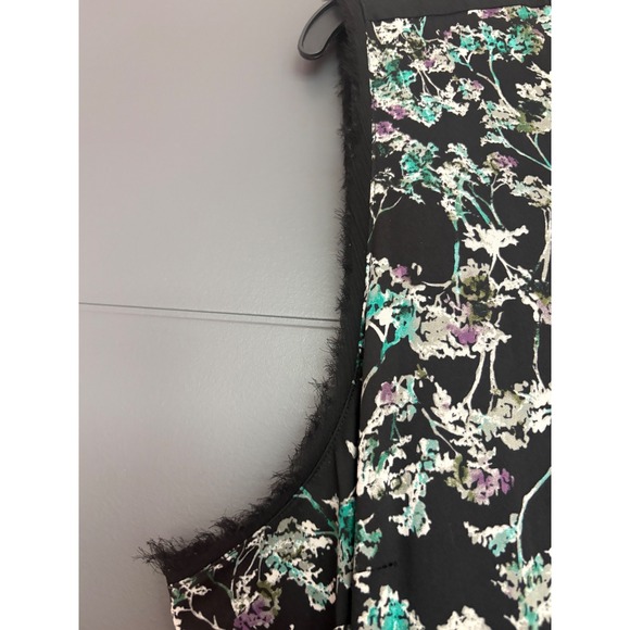Simply Vera Black Market Floral Fit Flare Dress Black Teal Purple Pockets L - Picture 4 of 9